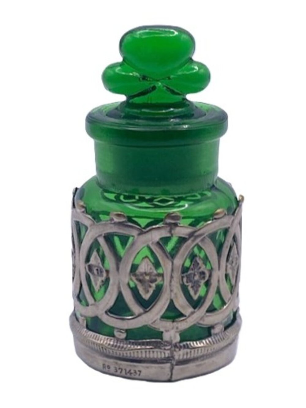 Antique Crown Perfumery Company of London green glass perfume scent bottle